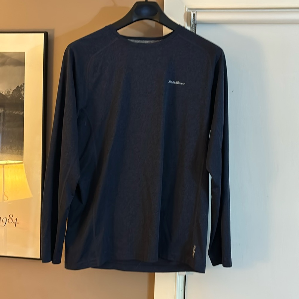 Tall Large Long Sleeve moisture wicking T shirt.  Navy.